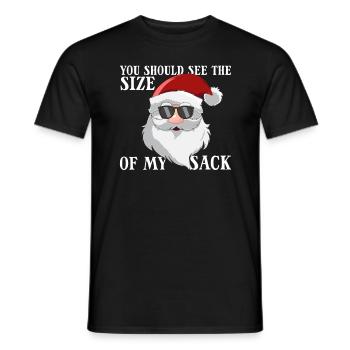 You should know the size of my sack men's Christmas - Men's T-Shirt - black - Front - AI Model Male 178 light (178cm)