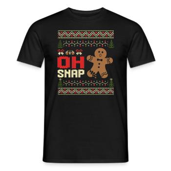 Oh claquement ! Pain d’épice homme Pull de Noël Oh Snap - T-shirt homme - noir - Devant - AI Model Male 178 light (178cm)