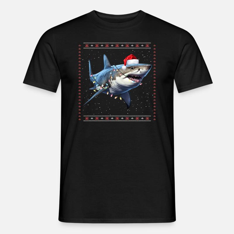 Weihnachtshai Lustiger hässlicher Weihnachtspullov - Männer T-Shirt - Schwarz