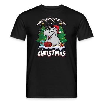 Je souhaite un hippopotame pour Noël - T-shirt homme - noir - Devant - AI Model Male 178 light (178cm)
