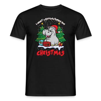 Ich wünsche mir zu Weihnachten ein Nilpferd - Männer T-Shirt - Schwarz - Vorne - AI Model Male 178 light (178cm)
