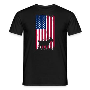CHÈVRE. Drapeau américain GOAT - T-shirt homme - noir - Devant - AI Model Male 178 light (178cm)