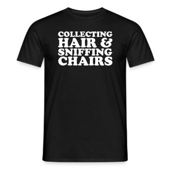 Sammeln von Haaren und Schnüffeln an Stühlen für E - Männer T-Shirt - Schwarz - Vorne - AI Model Male 178 light (178cm)