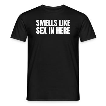 Hier riecht es nach Sex. Humor für Erwachsene - Männer T-Shirt - Schwarz - Vorne - AI Model Male 178 light (178cm)