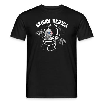 Skibidi 'Merica Washington Skibidi ToiletteTeenage - Männer T-Shirt - Schwarz - Vorne - AI Model Male 178 light (178cm)