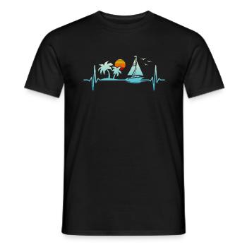 Sailing Ship Cruise Vacation Heartbeat - Men's T-Shirt - black - Front - AI Model Male 178 light (178cm)
