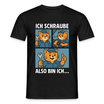 Schrauberkatze - Ich schraube, also bin ich - Männer T-Shirt - Schwarz - Vorne - AI Model Male 178 light (178cm)