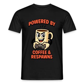 Coffee and gaming power - Men's T-Shirt - black - Front - AI Model Male 178 light (178cm)