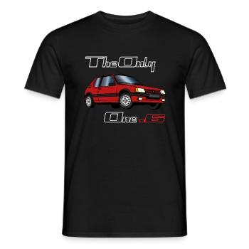 205 1,6 1987 1988 1989 1990 Rouge Vallelunga - T-shirt homme - noir - Devant - AI Model Male 178 light (178cm)