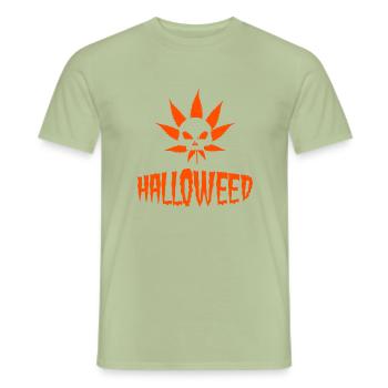 Halloweed - Halloween Cannabis Marijuana THC CBD - Men's T-Shirt - sage - Front - AI Model Male 178 light (178cm)