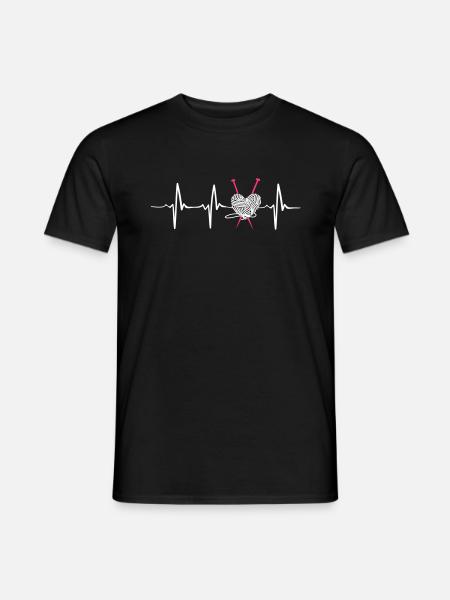 Heartbeat knitting funny gift - Männer T-Shirt - Schwarz