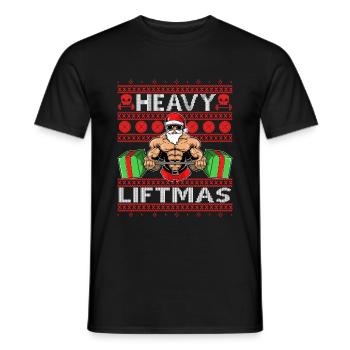 Heavy Liftmas Fitness Santa Claus Bodybuilding - Männer T-Shirt - Schwarz - Vorne - AI Model Male 178 light (178cm)