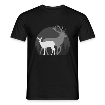 Hunting hunting doe deer - Men's T-Shirt - black - Front - AI Model Male 178 light (178cm)