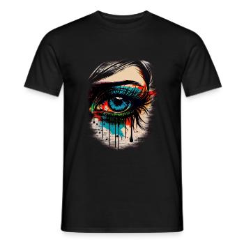 Œil psychédélique avec des détails colorés à l’aérographe - T-shirt homme - noir - Devant - AI Model Male 178 light (178cm)