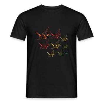 Origami crane cranes Japanese art gift - Men's T-Shirt - black - Front - AI Model Male 178 light (178cm)