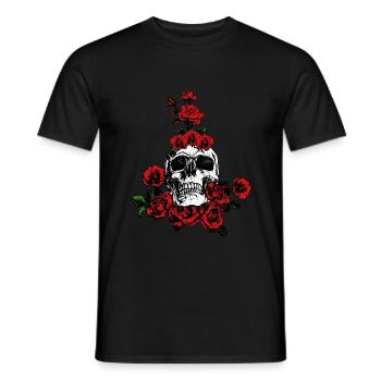 Tête de mort Roses Plante Amour - T-shirt homme - noir - Devant - AI Model Male 178 light (178cm)