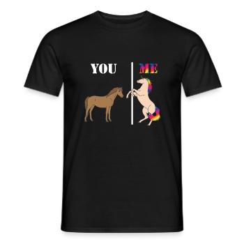 Unicorn Unicorn you and me Dance Pole Gift - Men's T-Shirt - black - Front - AI Model Male 178 light (178cm)