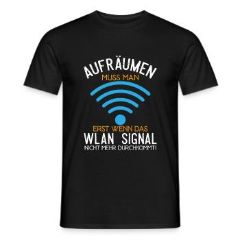 Aufräumen erst wenn das Wlan nicht mehr durchkommt - Männer T-Shirt - Schwarz - Vorne - AI Model Male 178 light (178cm)