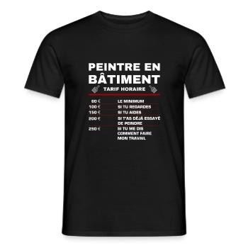 Humour Peintre en Bâtiment Tarif Horaire Cadeau - T-shirt homme - noir - Devant - AI Model Male 178 light (178cm)