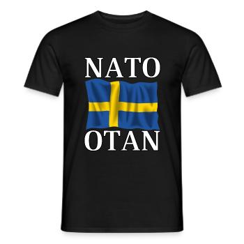 NATO nehmen und schwedische Flagge - Männer T-Shirt - Schwarz - Vorne - AI Model Male 178 light (178cm)