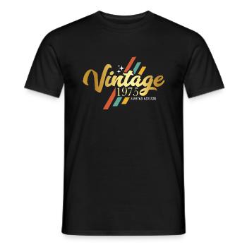 Design rétro vintage anniversaire 1975 - T-shirt homme - noir - Devant - AI Model Male 178 light (178cm)