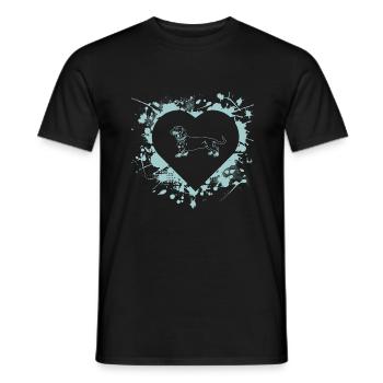 Teckel Love Heart - T-shirt homme - noir - Devant - AI Model Male 178 light (178cm)