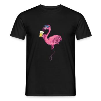 Flamingo mit Sonnenbrille trinkt Bier - Männer T-Shirt - Schwarz - Vorne - AI Model Male 178 light (178cm)