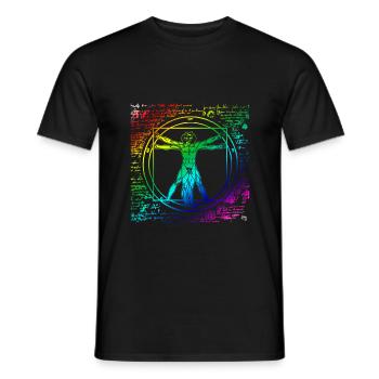 Gay Pride Leonardo Da Vinci Vitruvian Rainbow - T-shirt homme - noir - Devant - AI Model Male 178 light (178cm)