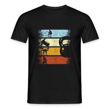 Retro fitness strength training gym circuit workout - Men's T-Shirt - black - Front - AI Model Male 178 light (178cm)