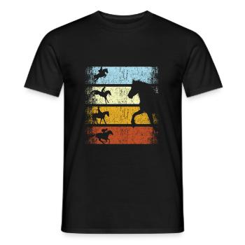Cheval équestre cheval vintage rétro - T-shirt homme - noir - Devant - AI Model Male 178 light (178cm)