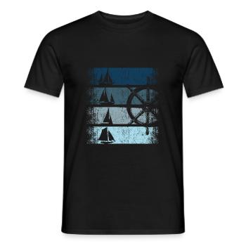 Rétro vintage voilier voilier voilier marin - T-shirt homme - noir - Devant - AI Model Male 178 light (178cm)