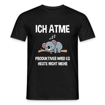 Ich atme produktiver wird es heute nicht mehr Bär - Männer T-Shirt - Schwarz - Vorne - AI Model Male 178 light (178cm)