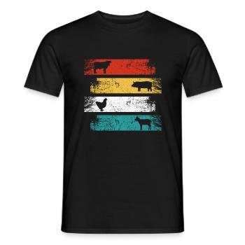 Vintage Bauer Kuh Rind Schwein Kuhn Ziege Nutztier - Männer T-Shirt - Schwarz - Vorne - AI Model Male 178 light (178cm)