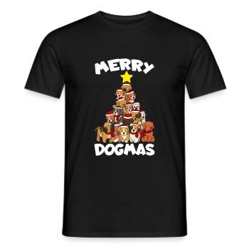 Dog Christmas Dogs Tree Merry Dogmas Funny - Men's T-Shirt - black - Front - AI Model Male 178 light (178cm)