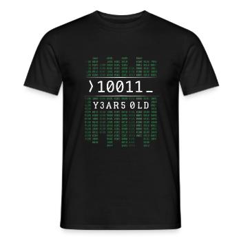 10011 YEARS OLD BINARY CODE 19TH BIRTHDAY GIFT - Men's T-Shirt - black - Front - AI Model Male 178 light (178cm)