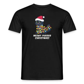 Cadeau de chapeau de Noël chat mignon Noël - T-shirt homme - noir - Devant - AI Model Male 178 light (178cm)