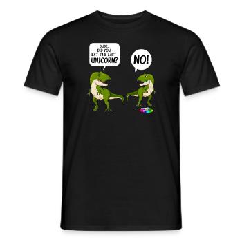 T-Rex licorne dévoré dinosaure dino cadeau - T-shirt homme - noir - Devant - AI Model Male 178 light (178cm)