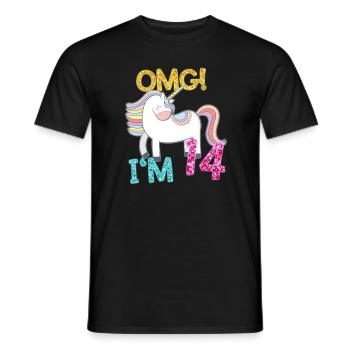 14 ans de cadeau d'anniversaire fille de Licorne - T-shirt homme - noir - Devant - AI Model Male 178 light (178cm)