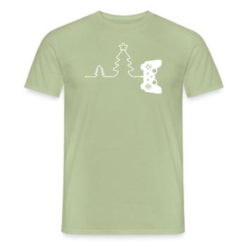 Cadeau de contrôleur de jeu vidéo Arbre de Noël Gamer - T-shirt homme - vert sauge - Devant - AI Model Male 178 light (178cm)