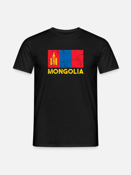 Mongolia, Mongolian flag mongolia - Men's T-Shirt - black