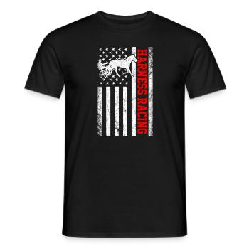 Harness racing american flag - Men's T-Shirt - black - Front - AI Model Male 178 light (178cm)