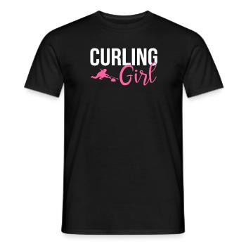 Curling girl, curling - Men's T-Shirt - black - Front - AI Model Male 178 light (178cm)