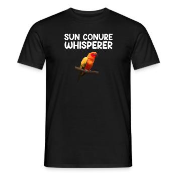 sun conure whisperer, parrot sun conure - Men's T-Shirt - black - Front - AI Model Male 178 light (178cm)