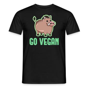 Wild boar design for proud vegans - Men's T-Shirt - black - Front - AI Model Male 178 light (178cm)