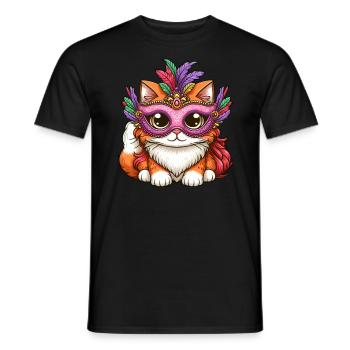 Mardi Gras Perserkatze, Maskenball Katze - Männer T-Shirt - Schwarz - Vorne - AI Model Male 178 light (178cm)