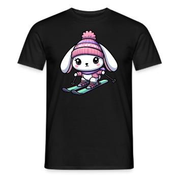 Schneehase Ski Skifahrer Winterurlaub Design - Männer T-Shirt - Schwarz - Vorne - AI Model Male 178 light (178cm)