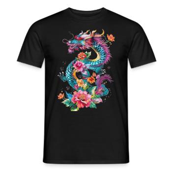cool dragon - Men's T-Shirt - black - Front - AI Model Male 178 light (178cm)