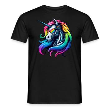 Cool Cyborg Unicorn Rainbow - Men's T-Shirt - black - Front - AI Model Male 178 light (178cm)