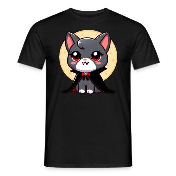 Halloween Cat Vampire Bat Cute - Men's T-Shirt - black - Front - AI Model Male 178 light (178cm)