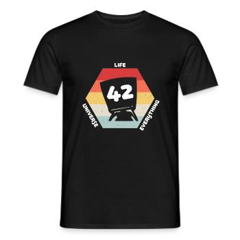 Réponse 42 - T-shirt homme - noir - Devant - AI Model Male 178 light (178cm)